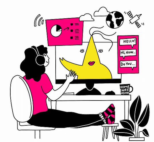 Kobieta przed komputerem w domu bierze udział w webinarze, bo okazuje się, że organizacja webinaru jest prosta