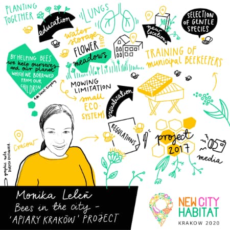Benefits of Urban Bees: Graphic Recording durong New City Habitat Conference in Cracow.
